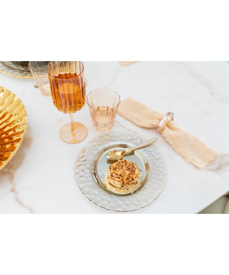 Assiette a dessert dorée avec bords finement textures 22cm