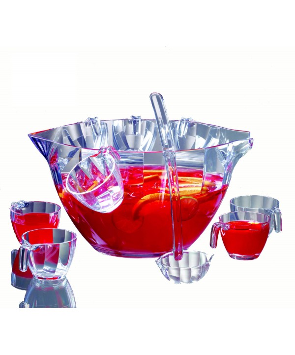 Punch bowl 7.6l + ladle + 8 acrylic cups