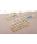 Plat rectangulaire caramel avec poisson argent 31.7x12.7cm