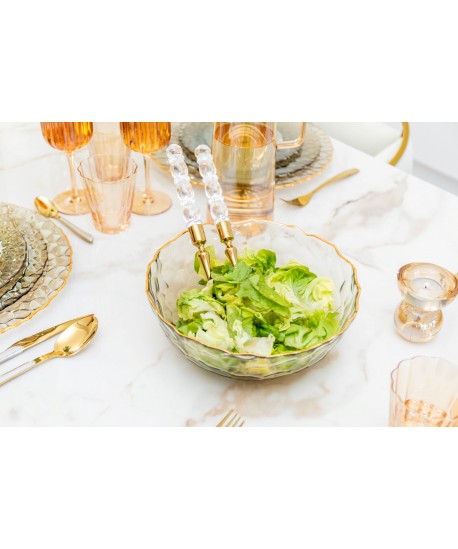 Saladier doré avec bords finement texturés 25cm