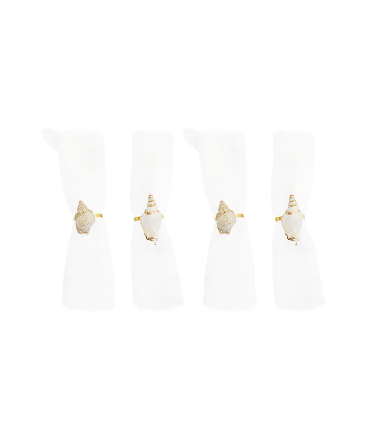 White seashell napkin rings - set of 4