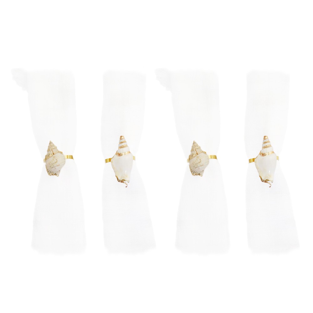 White seashell napkin rings - set of 4