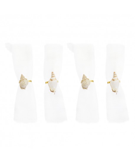 White seashell napkin rings - set of 4