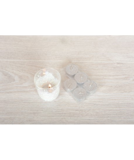 Silver glitter tea light candle - set of 6