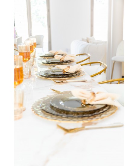 Dessous d'assiette doré avec bords finement textures 33cm