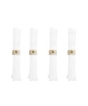 Lot de 4 ronds de serviettes beige avec fleurs blanches