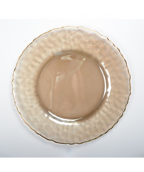 Dessous d'assiette doré avec bords finement textures 33cm