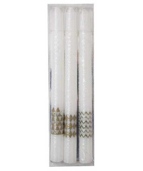 Golden decorative torch candles - set of 3