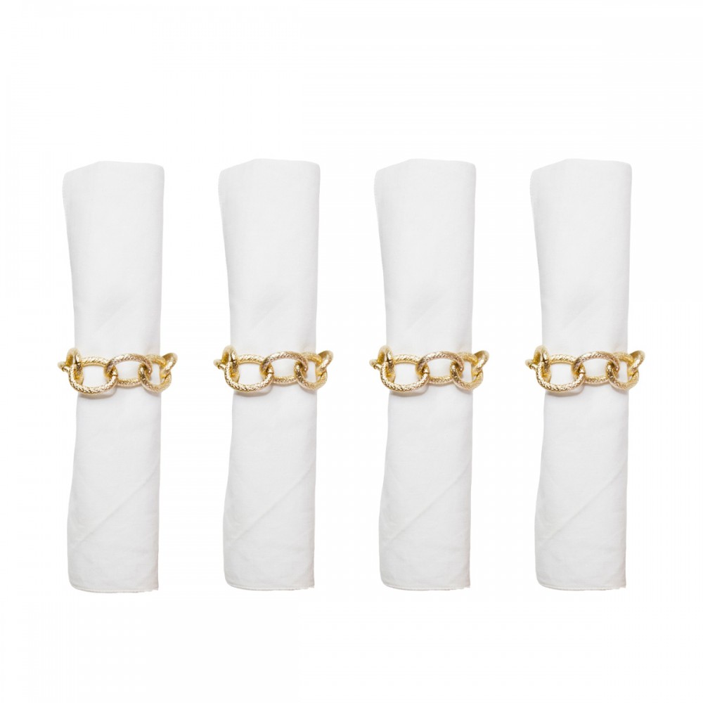 Lot de 4 ronds de serviette chaîne dorée