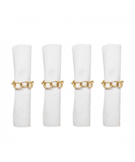 Lot de 4 ronds de serviette chaîne dorée