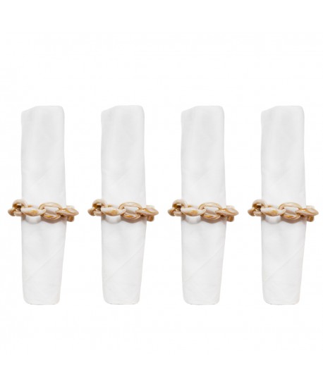 Lot de 4 ronds de serviette chaîne blanche et marron