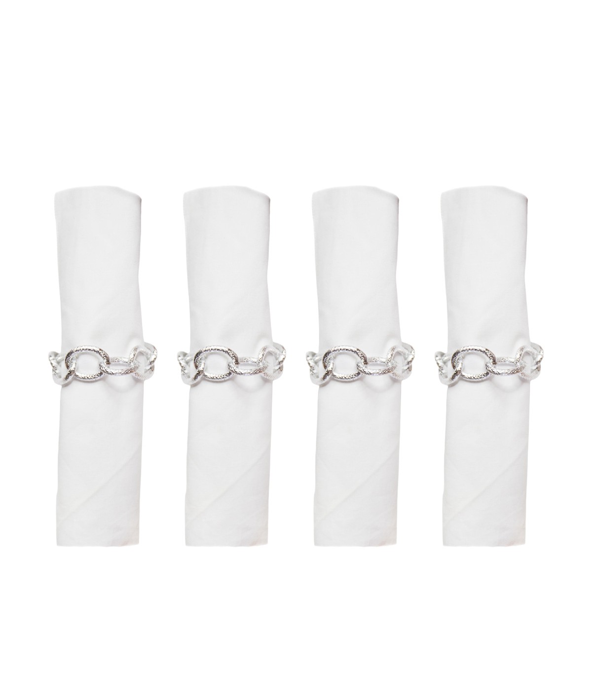 Set of 4 silver chain napkin rings