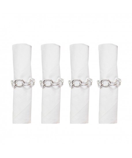 Set of 4 silver chain napkin rings