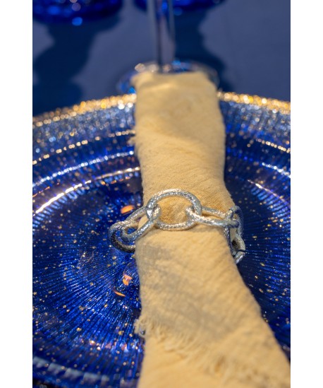 Set of 4 silver chain napkin rings