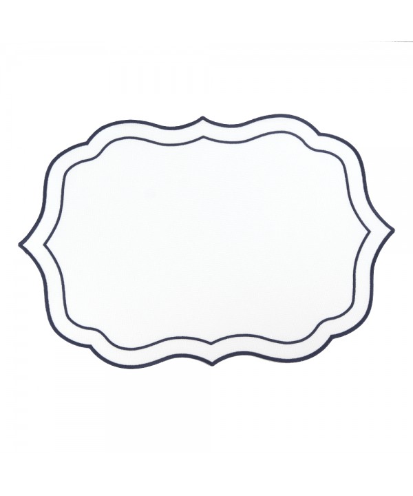White and blue plate mat