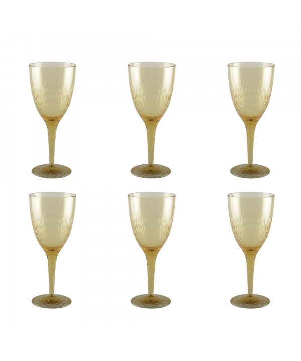 Verres à vin jaune acrylique - lot de 6