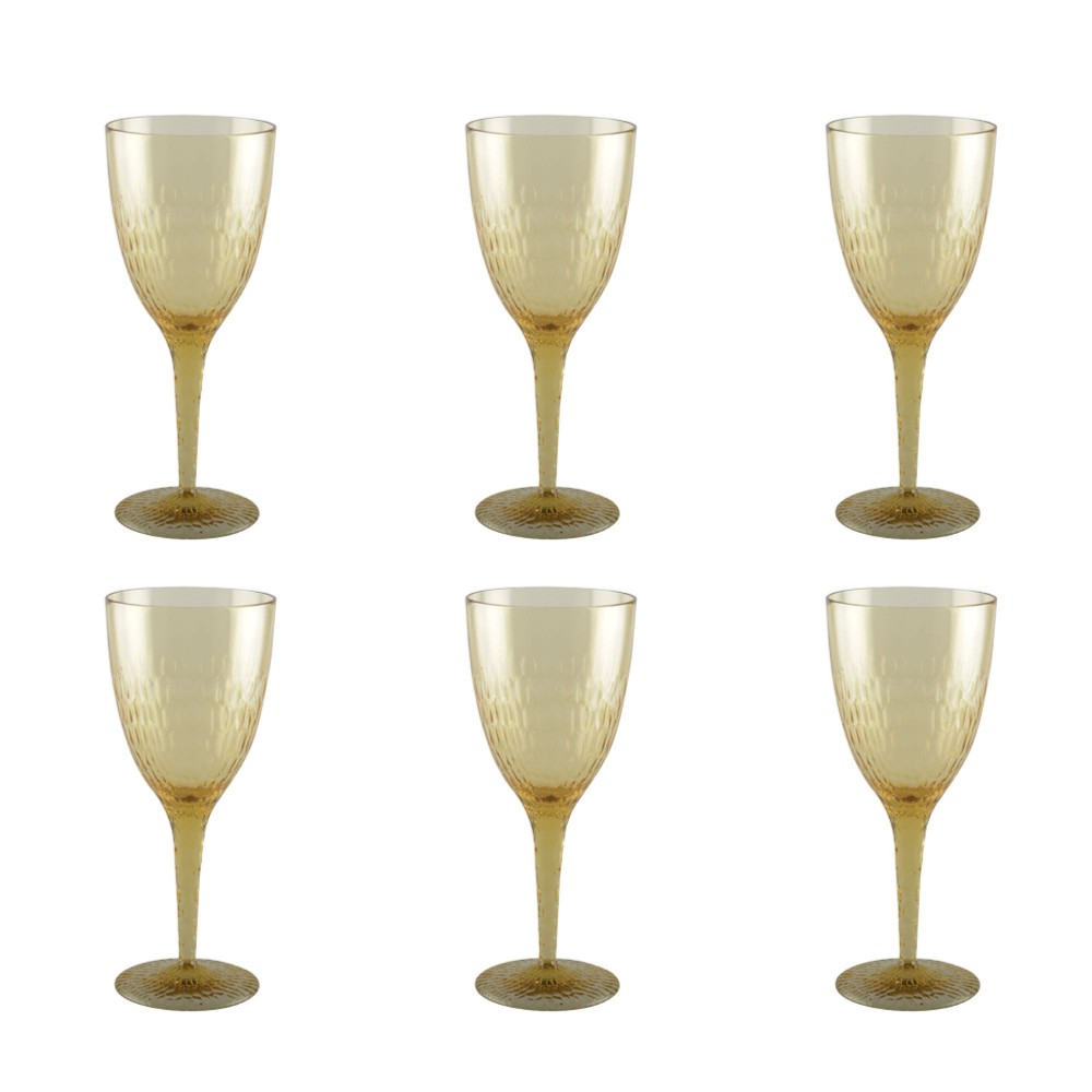 Verres à vin jaune acrylique - lot de 6