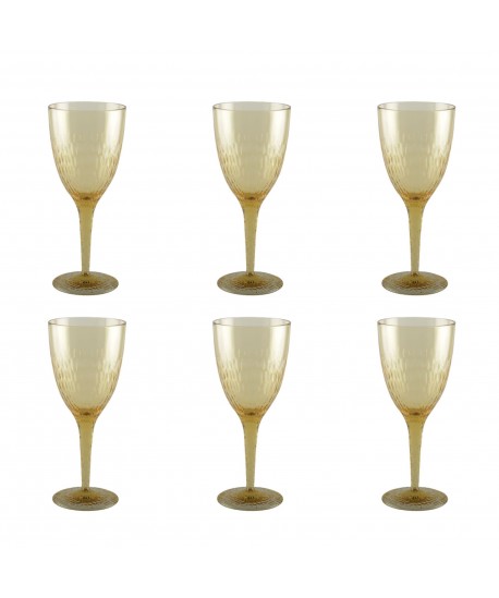 Verres à vin jaune acrylique - lot de 6