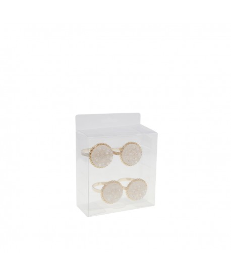 Lot de 4 ronds de serviette diamants blancs