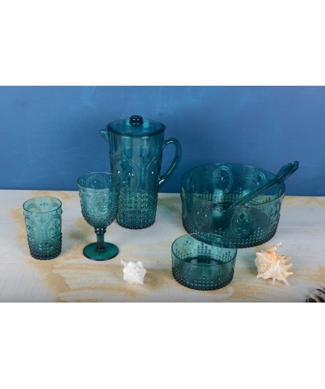 Turquoise acrylic salad bowl 26 cm