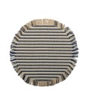 Beige and blue striped burlap placemat