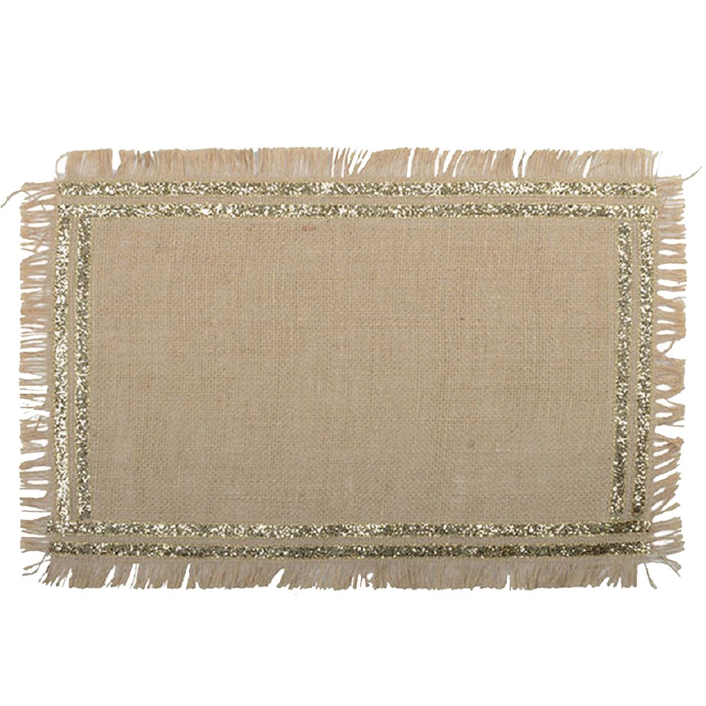 Dessous d'assiette rectangulaire en toile de jute doré