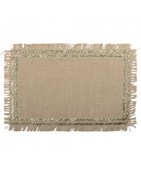 Dessous d'assiette rectangulaire en toile de jute doré