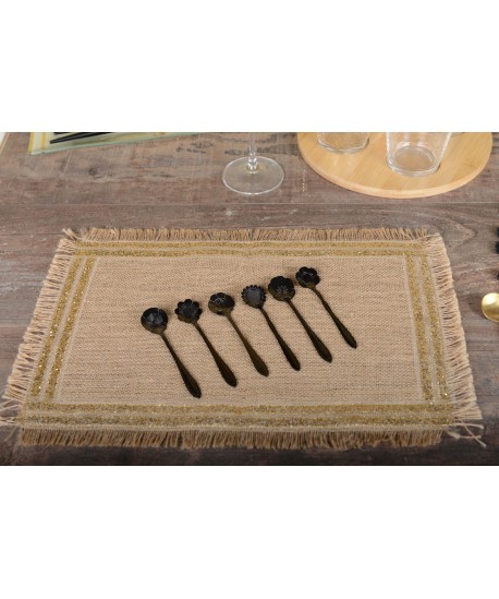 Dessous d'assiette rectangulaire en toile de jute doré