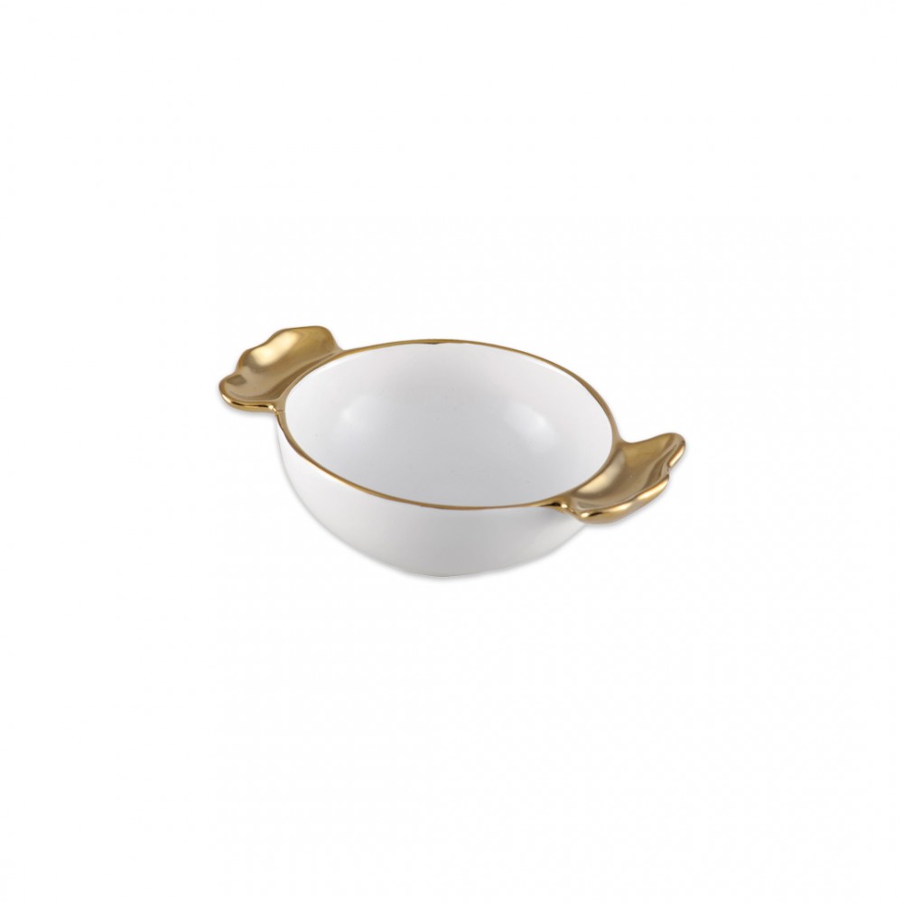 Candy bowl with golden handles 11x11x5cm
