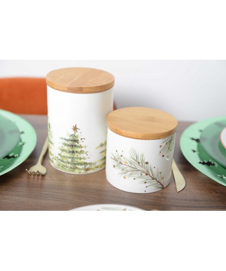 Pot with wooden lid 10x10x9.4