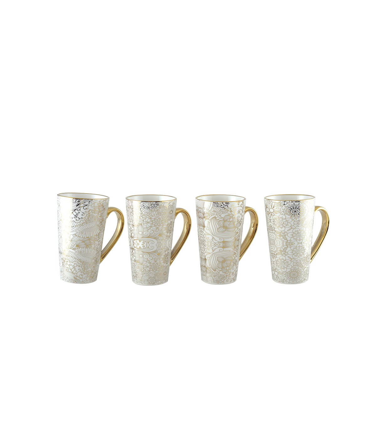 Mugs blanc design abstrait - lot de 4