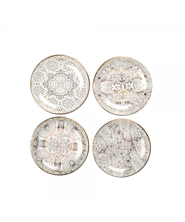 White abstract design bowls - set of 4