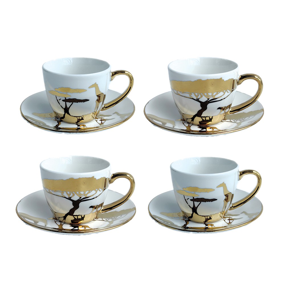 Golden Savane coffee cups and saucers - set of 4