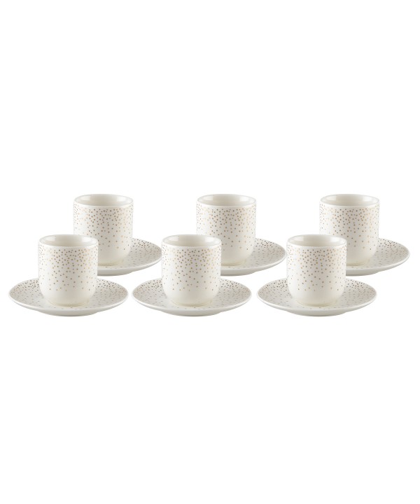Tasses café 90ml plumetis doré - lot de 6