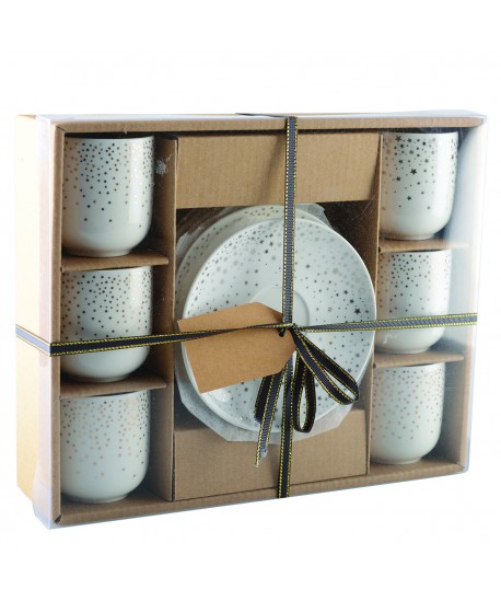 Gold polka dot 90ml coffee cups - set of 6