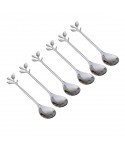 Silver leaf dessert spoons - set of 6