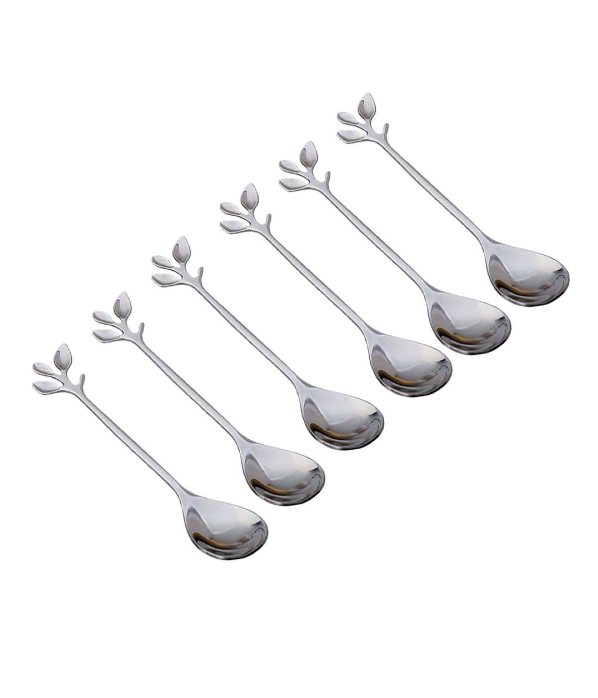 Silver leaf dessert spoons - set of 6