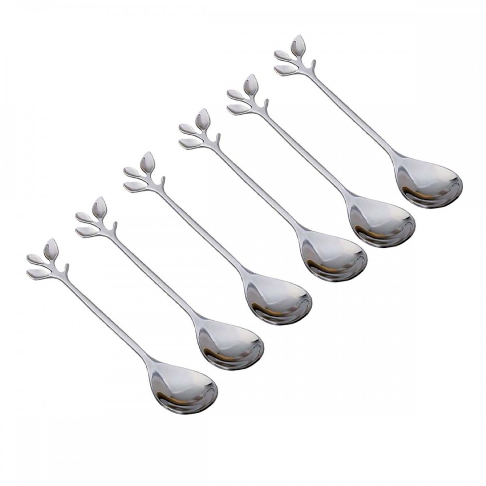 Silver leaf dessert spoons - set of 6