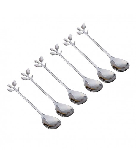 Silver leaf dessert spoons - set of 6