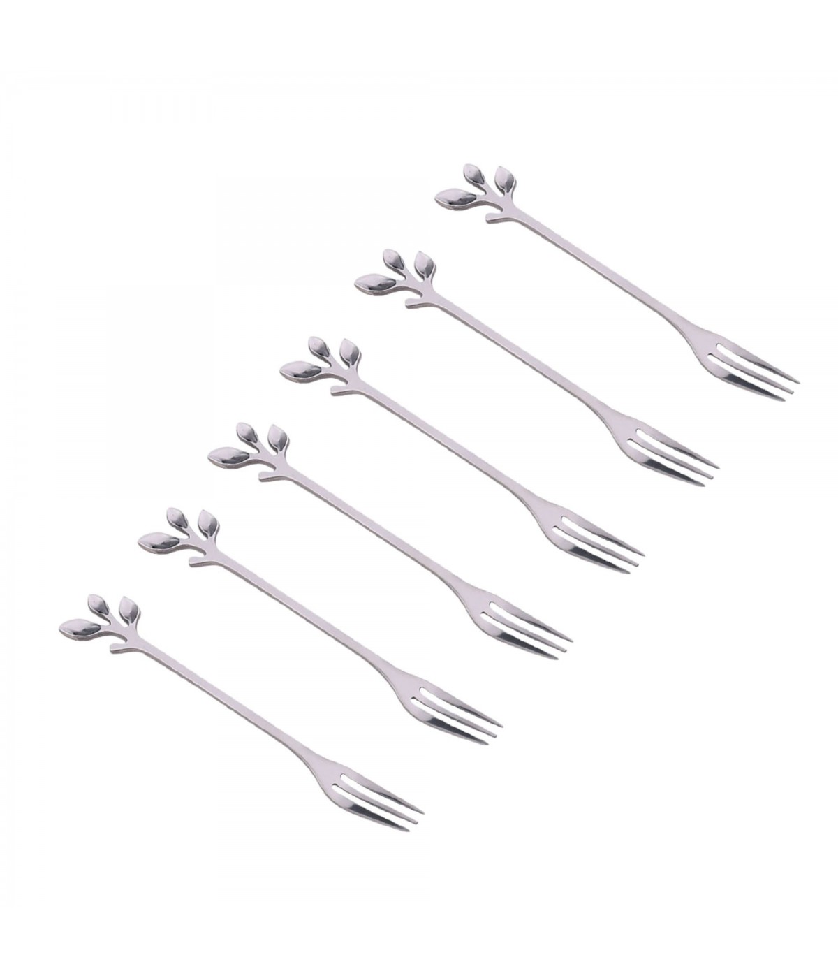Silver leaf dessert forks - set of 6
