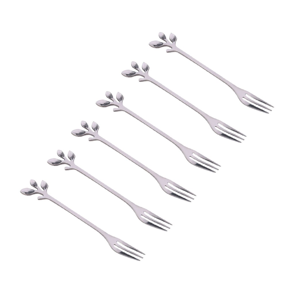 Silver leaf dessert forks - set of 6
