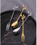 Silver leaf dessert spoons - set of 6