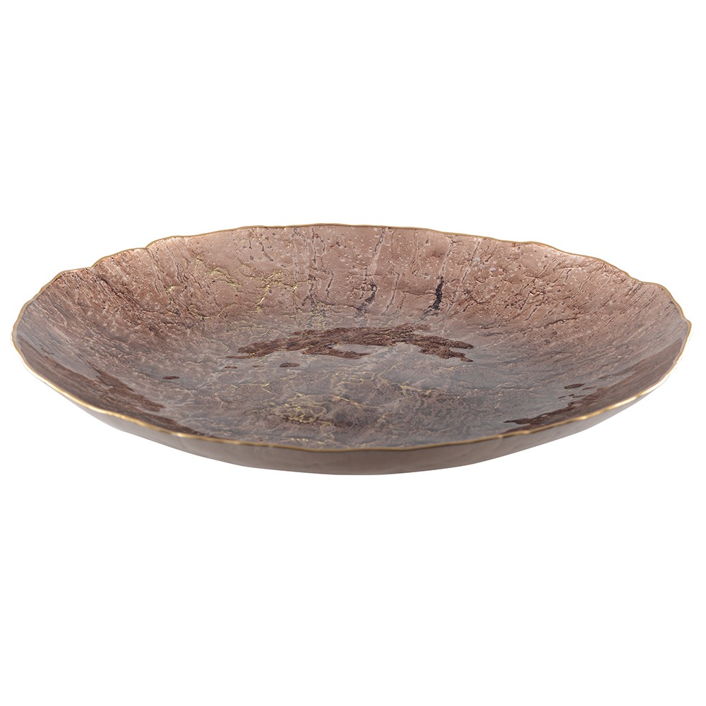 Brown bowl with gold rim 50cm