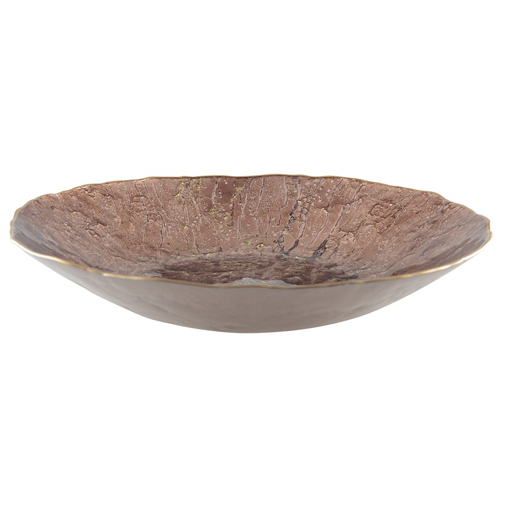 Brown bowl with gold rim 40cm