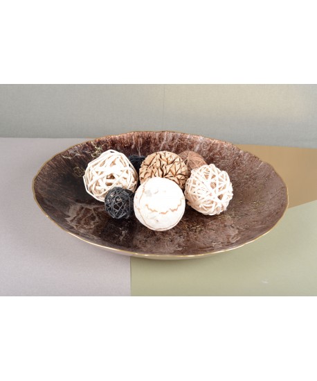 Brown bowl with gold rim 50cm