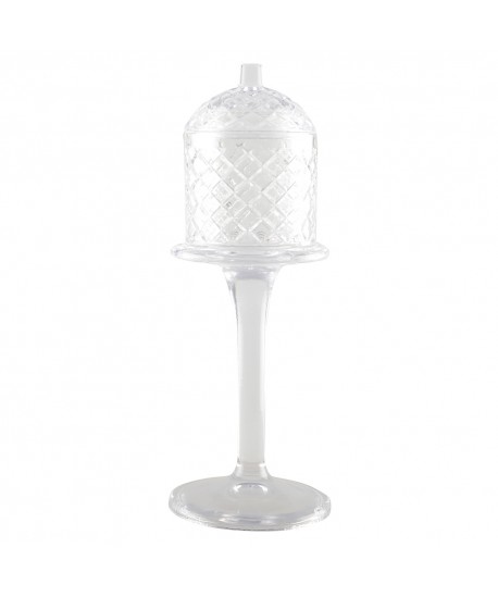 Bonbonnière en verre sur pied avec couvercle 10x33cm