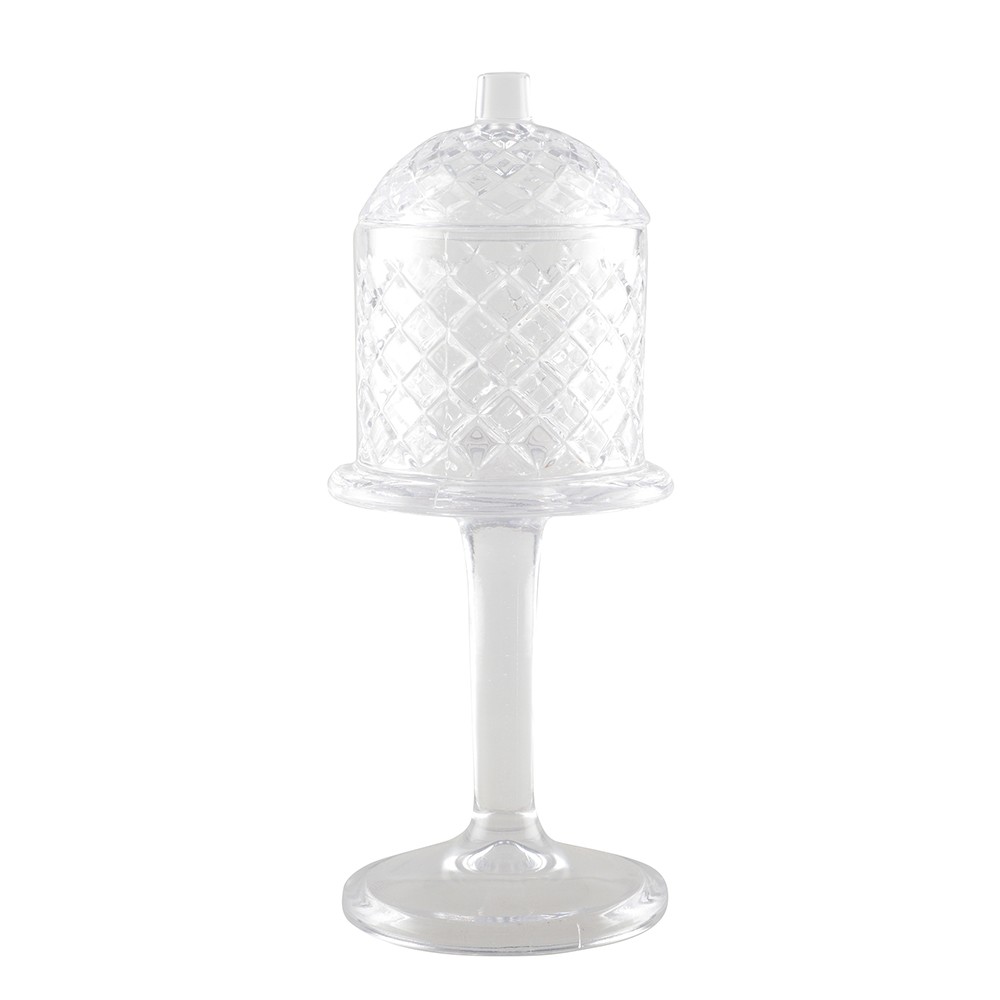 Glass candy jar on foot with lid 10x30cm