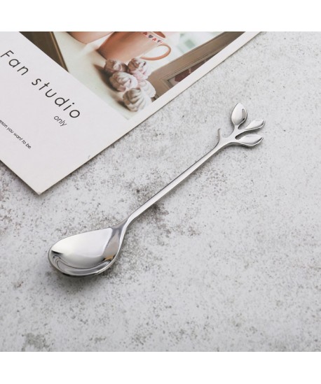 Silver leaf dessert spoons - set of 6