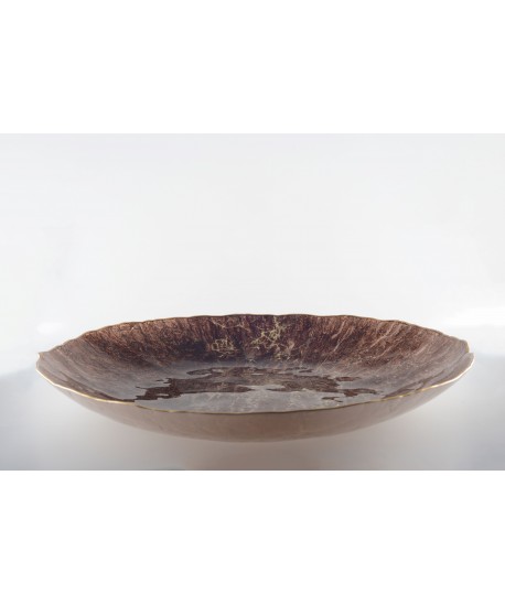 Brown bowl with gold rim 50cm