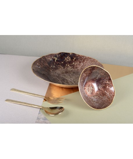 Brown bowl with gold rim 40cm